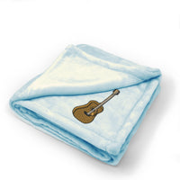 Plush Baby Blanket Guitar Music A Embroidery Receiving Swaddle Blanket Polyester