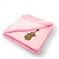 Plush Baby Blanket Cello Music Embroidery Receiving Swaddle Blanket Polyester