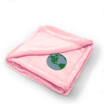 Plush Baby Blanket Globe Embroidery Receiving Swaddle Blanket Polyester