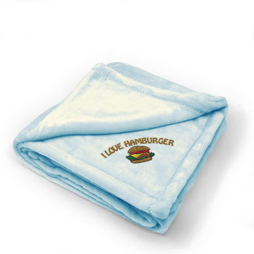 Plush Baby Blanket I Love Hamburger Embroidery Receiving Swaddle Blanket