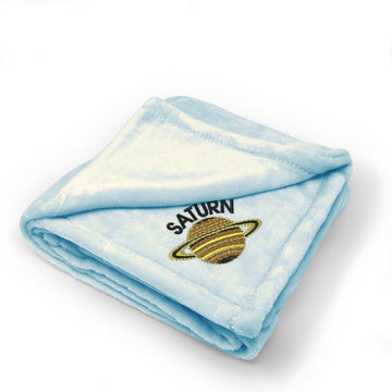 Plush Baby Blanket Saturn Embroidery Receiving Swaddle Blanket Polyester