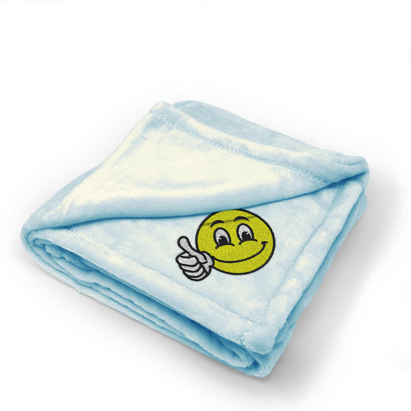 Plush Baby Blanket Emoji Smiley Happy Face Embroidery Receiving Swaddle Blanket