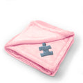 Plush Baby Blanket Autism Puzzle Embroidery Receiving Swaddle Blanket Polyester