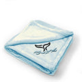 Plush Baby Blanket Whale Tail out Embroidery Receiving Swaddle Blanket Polyester