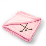 Plush Baby Blanket Hockey Sticks Embroidery Receiving Swaddle Blanket Polyester