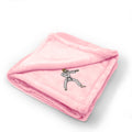 Plush Baby Blanket Karate Man Embroidery Receiving Swaddle Blanket Polyester