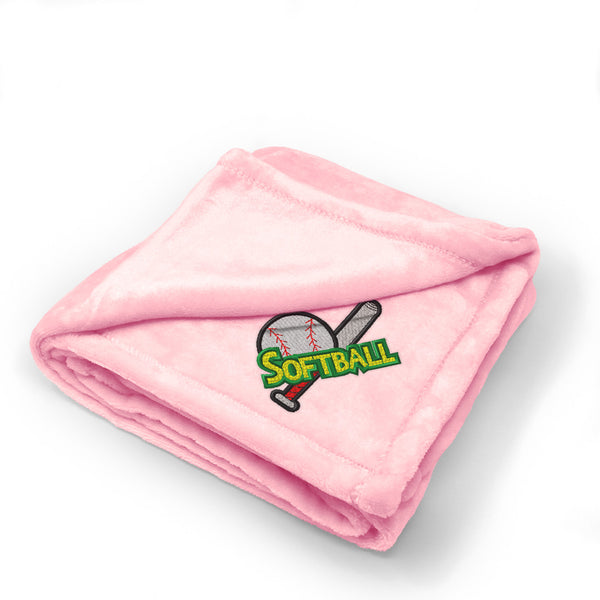 Plush Baby Blanket Softball Sports Ball Embroidery Receiving Swaddle Blanket