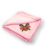 Plush Baby Blanket Lacrosse Logo Sport Embroidery Receiving Swaddle Blanket