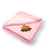 Plush Baby Blanket Camping Campfire Woods Logo Embroidery Polyester