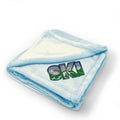 Plush Baby Blanket Small Ski Embroidery Receiving Swaddle Blanket Polyester