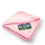 Plush Baby Blanket Small Ski Embroidery Receiving Swaddle Blanket Polyester