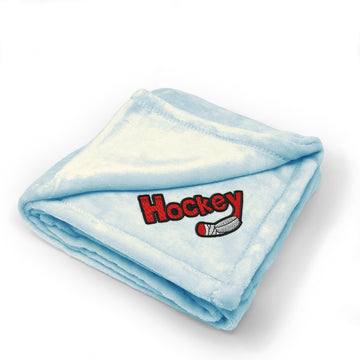 Plush Baby Blanket Hockey Embroidery Receiving Swaddle Blanket Polyester