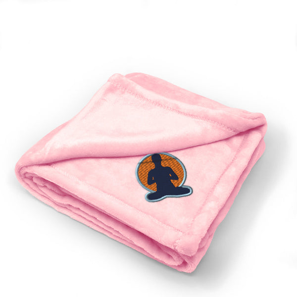 Plush Baby Blanket Sport Yoga Meditation Pose Embroidery Polyester