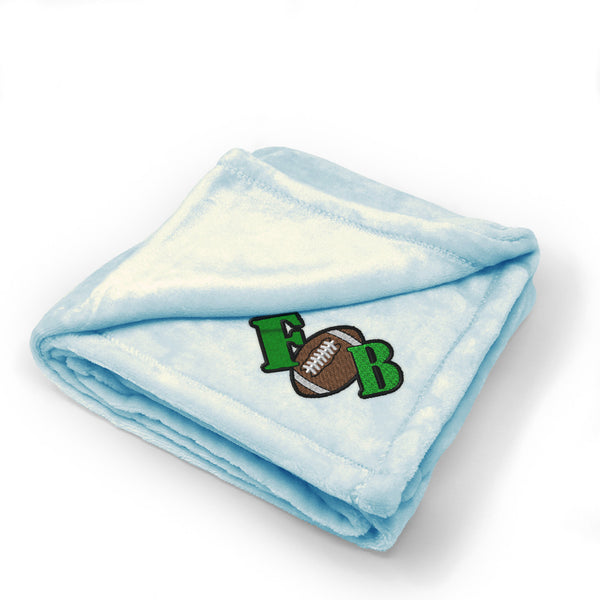 Plush Baby Blanket Sport Football Logo Cb Green Embroidery Polyester