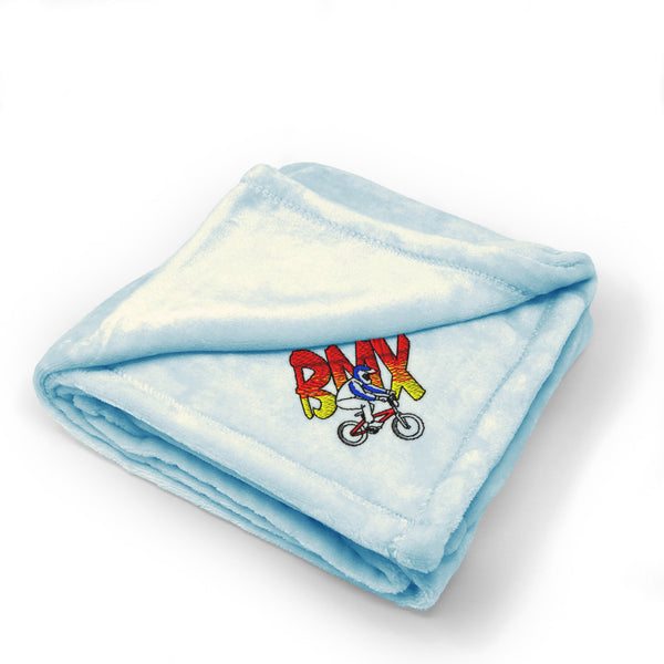 Plush Baby Blanket Sport Bmx Bike Logo Embroidery Receiving Swaddle Blanket