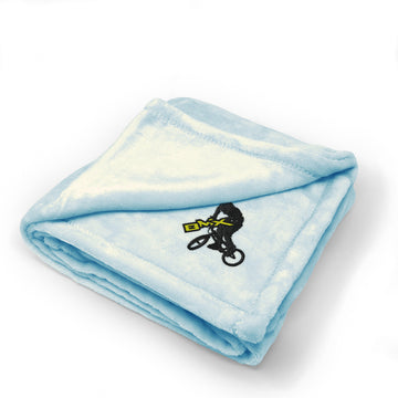 Plush Baby Blanket Sport Bmx Bike Logo Trick Yel Embroidery Polyester