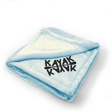 Plush Baby Blanket Black Kayaking Paddle Embroidery Receiving Swaddle Blanket