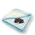 Plush Baby Blanket Big Foot Truck Embroidery Receiving Swaddle Blanket Polyester