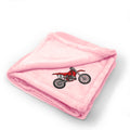 Plush Baby Blanket Red Dirt Bike Style A Embroidery Receiving Swaddle Blanket