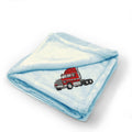Plush Baby Blanket Red Truck Embroidery Receiving Swaddle Blanket Polyester