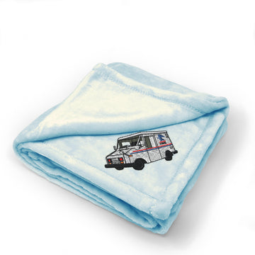 Plush Baby Blanket Mail Truck Embroidery Receiving Swaddle Blanket Polyester