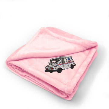 Plush Baby Blanket Mail Truck Embroidery Receiving Swaddle Blanket Polyester