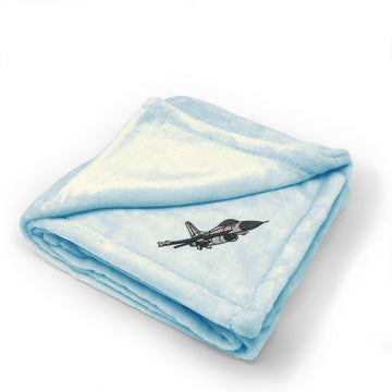 Plush Baby Blanket F-16 Fighting Falcon Embroidery Receiving Swaddle Blanket