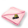 Plush Baby Blanket Semi Embroidery Receiving Swaddle Blanket Polyester