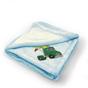 Plush Baby Blanket Racing Semi Embroidery Receiving Swaddle Blanket Polyester