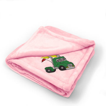 Plush Baby Blanket Racing Semi Embroidery Receiving Swaddle Blanket Polyester