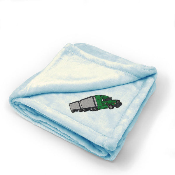 Plush Baby Blanket Freight Truck Embroidery Receiving Swaddle Blanket Polyester
