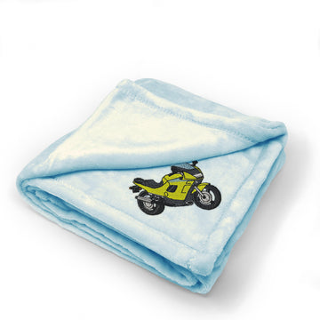 Plush Baby Blanket Sport Bike Embroidery Receiving Swaddle Blanket Polyester