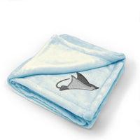 Plush Baby Blanket Stingray Embroidery Receiving Swaddle Blanket Polyester