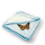 Plush Baby Blanket Monarch Butterfly Embroidery Receiving Swaddle Blanket