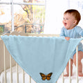 Plush Baby Blanket Monarch Butterfly Embroidery Receiving Swaddle Blanket