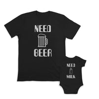 Daddy and Baby Matching Outfits Need Beer Alcohol Beer Glass Funny - Milk Bottle