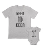 Daddy and Baby Matching Outfits Need Beer Alcohol Beer Glass Funny - Milk Bottle