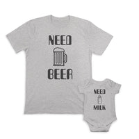 Daddy and Baby Matching Outfits Need Beer Alcohol Beer Glass Funny - Milk Bottle