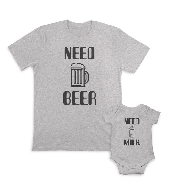 Daddy and Baby Matching Outfits Need Beer Alcohol Beer Glass Funny - Milk Bottle