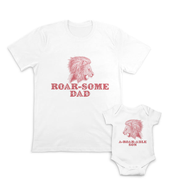Daddy and Baby Matching Outfits Baseball Ball Roar Dad Lion Handsome Dinosaur