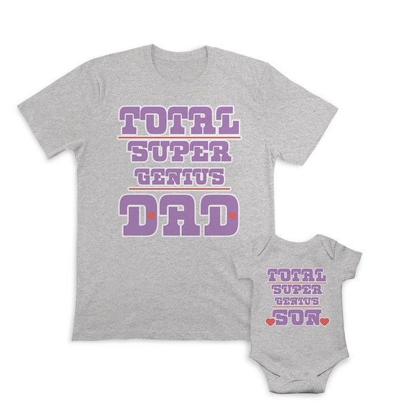 Daddy and Baby Matching Outfits Total Super Genius Dad Heart Love - Son Heart