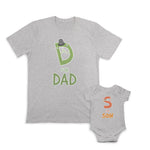 Daddy and Baby Matching Outfits D for Dad Cartoon Snake - S for Son Cotton