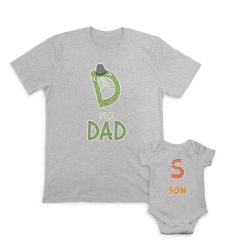 Daddy and Baby Matching Outfits D for Dad Cartoon Snake - S for Son Cotton