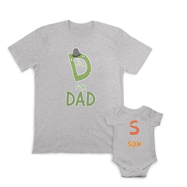 Daddy and Baby Matching Outfits D for Dad Cartoon Snake - S for Son Cotton