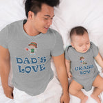 Dads Watering Pot Smile Grass Boy Digging Plant