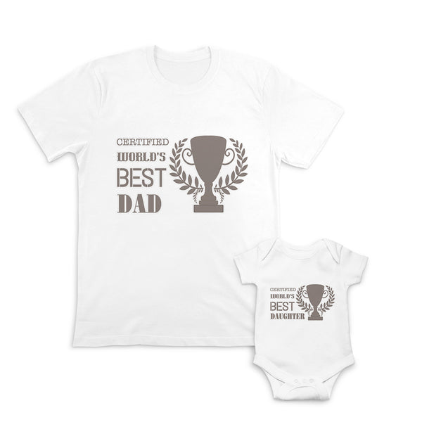 Daddy and Baby Matching Outfits Certified Worlds Best Son 1 Trophy - Daughter