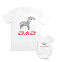 Daddy and Baby Matching Outfits Paper Craft Origami Bird Daughter - Horse Dad