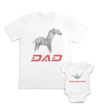 Daddy and Baby Matching Outfits Paper Craft Origami Bird Daughter - Horse Dad