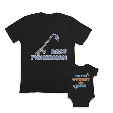Daddy and Baby Matching Outfits Fisherman Spool Fishing Rod Am Cutest Catch Fish
