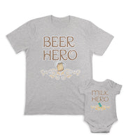 Daddy and Baby Matching Outfits Beer Hero Beer Glass - Milk Hero Milk Bottle